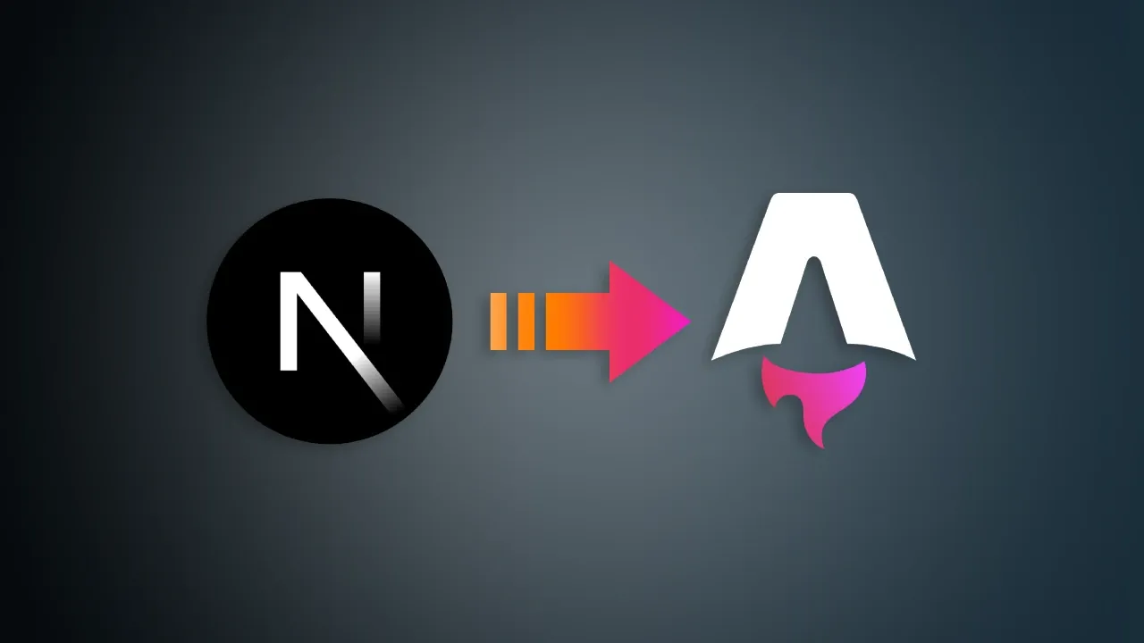 Transición del logo de Next.js al logo de Astro